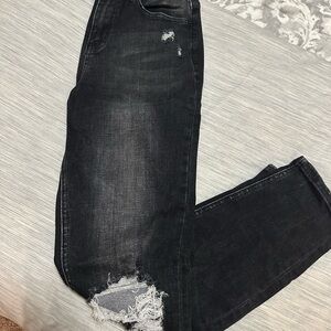 Distressed Black Women's Jeans